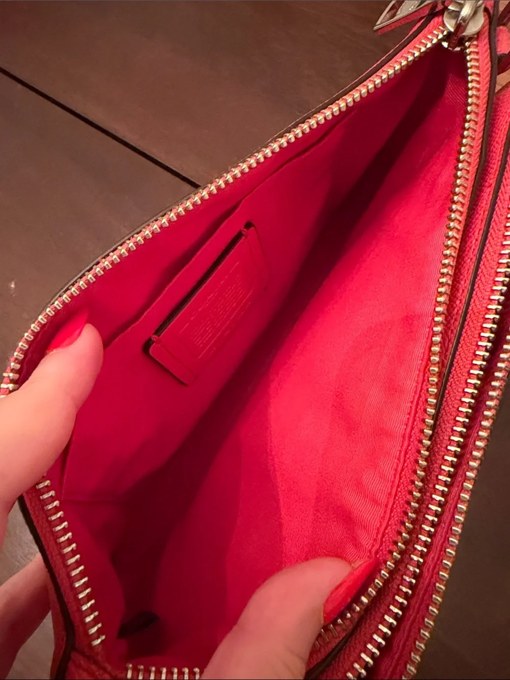 Coach Ombré Red Saffiano Leather Crossbody Clutch